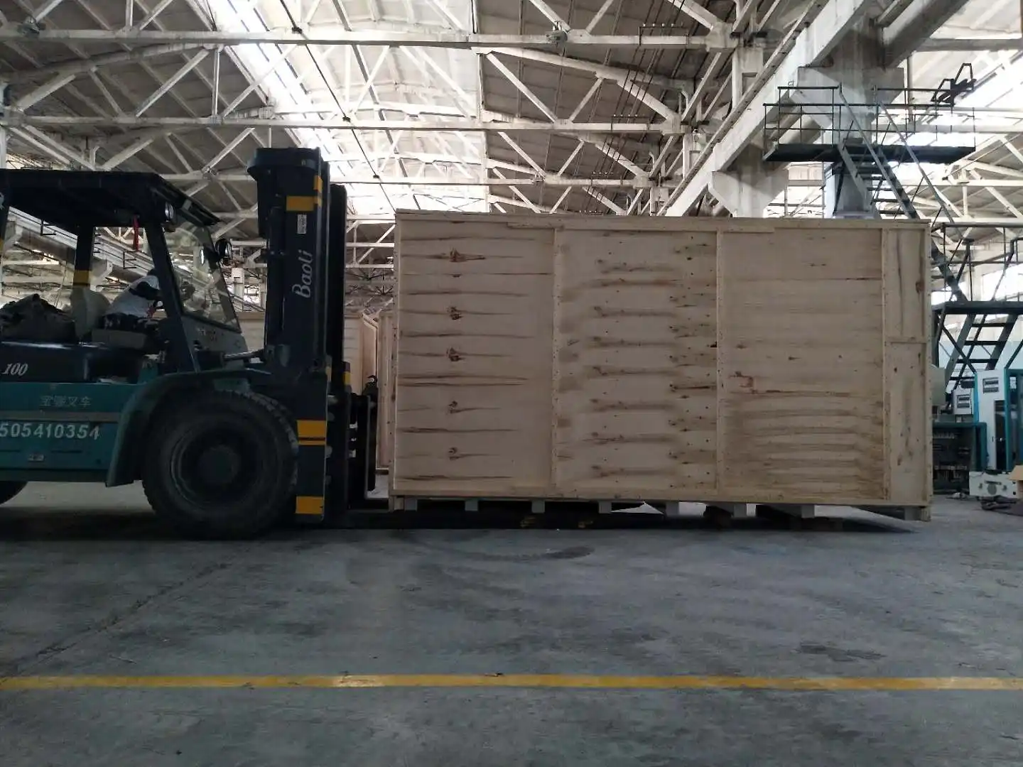 Packed shore power converter equipment prepared for shipment