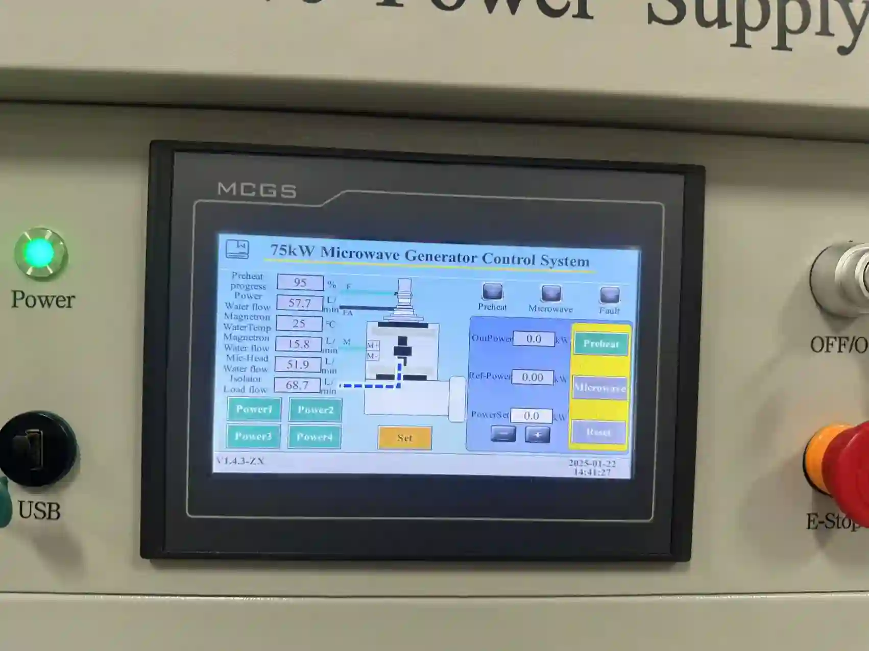 HMI control interface of a 75 kW 915 MHz high-power microwave generator