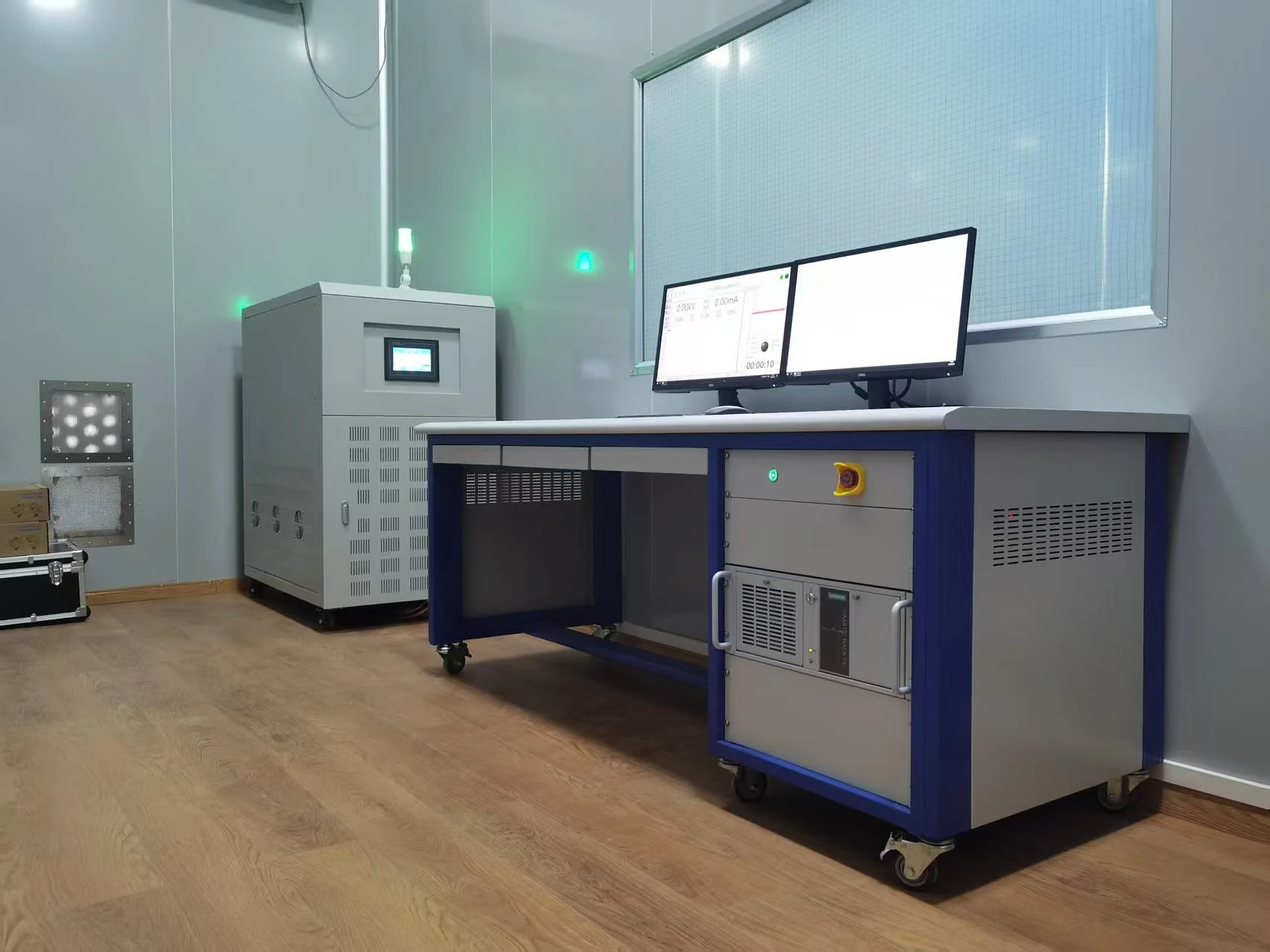 Transformer test area with variable-frequency test power equipment