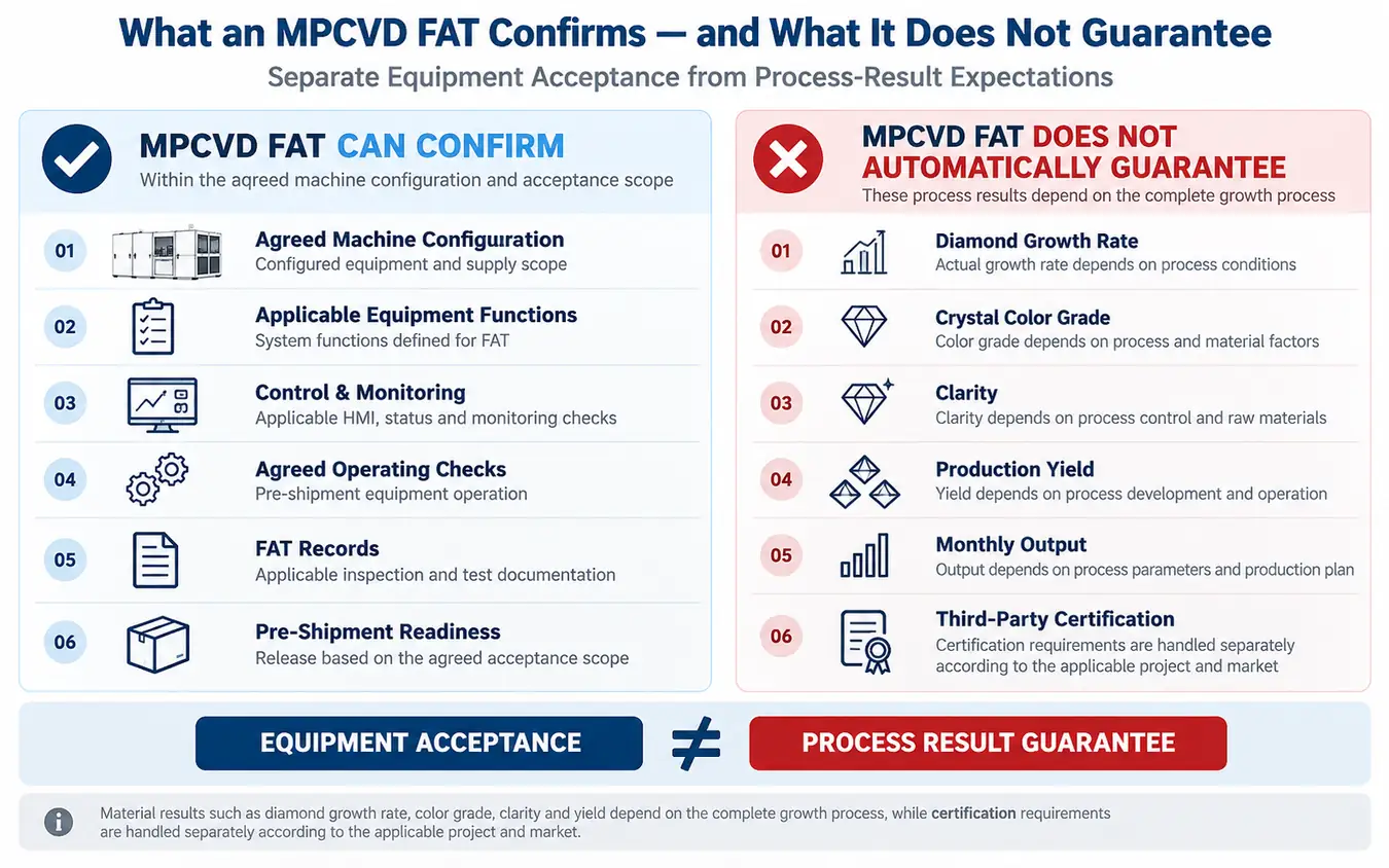 MPCVD FAT Equipment Acceptance vs Process Result What an MPCVD FAT confirms compared with diamond growth results it does not guarantee