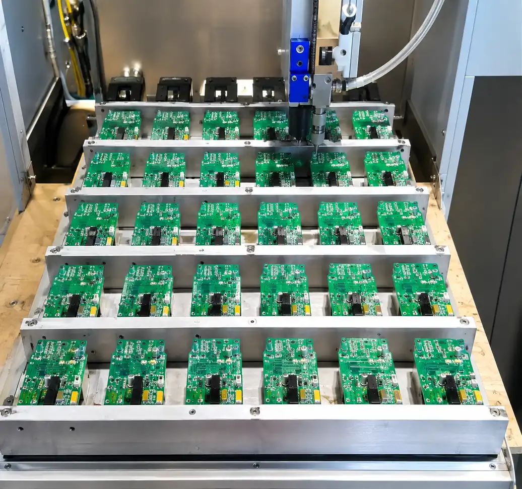 PCB assemblies receiving conformal coating treatment for environmental protection